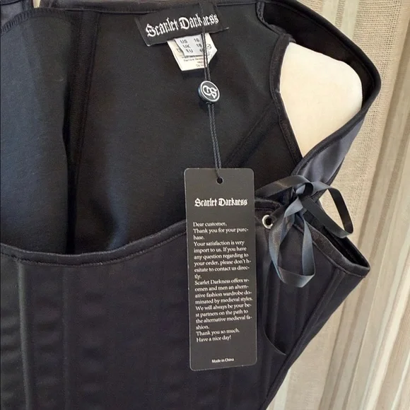 Scarlet Darkness Satin Black Corset Top, Size 16 NWT - Picture 8 of 13